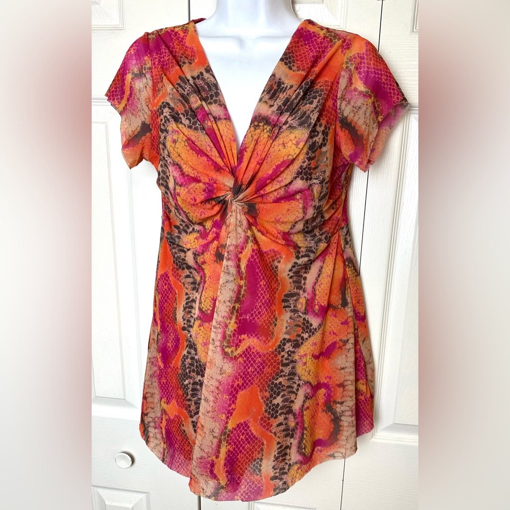 Vtg Anthropologie Johnny Heaven Mesh Top Snake Print Vintage Y2k Tops Shirts